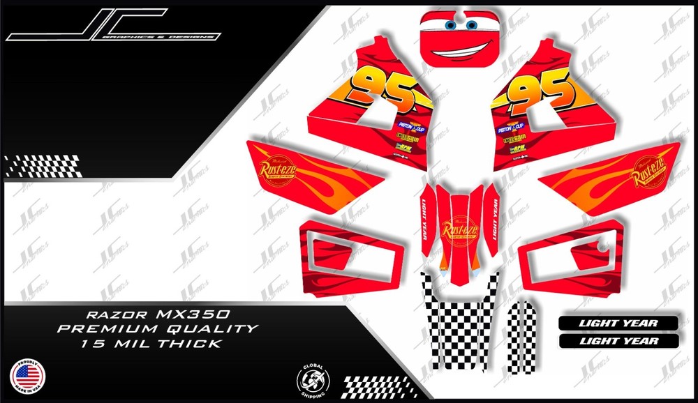 Razor MX350 NEW MODEL graphics kit decals THICK AND HIGH GLOSS