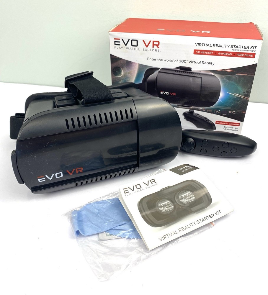 EVO Virtual Reality Smartphone VR Headset Starter Kit 360 Degrees Bluetooth