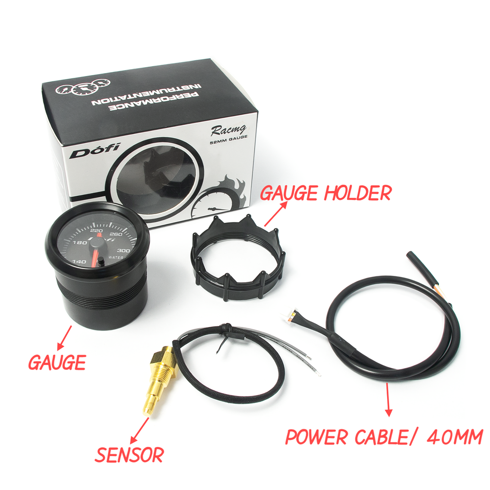 2" 52mm 7 Color Universal Car Pointer LED Water Temp Temperature Gauge Meter