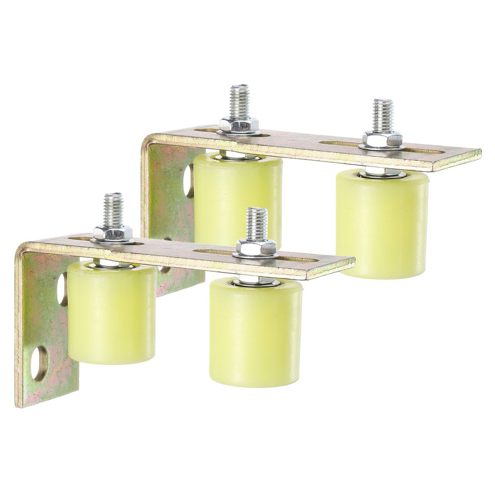 2Set Slide Gate Guide Roller, 1-9/16" Gate Support Roller with Bracket, Yellow