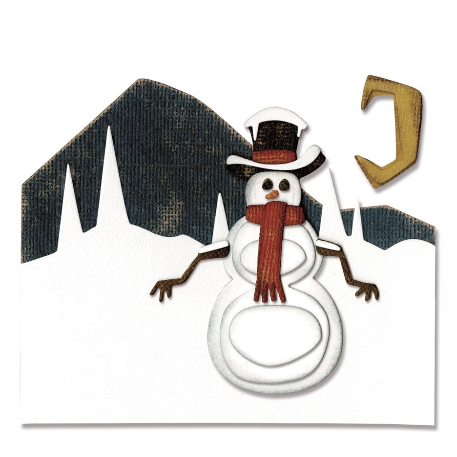 NEW Tim Holtz Alterations "SNOWMAN SCENE" Sizzix Thinlits Die- 10 Dies