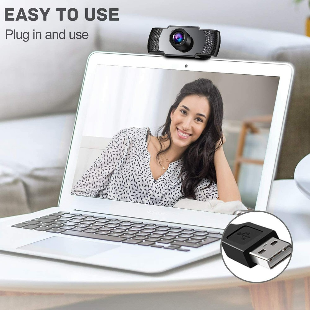 Webcam, Webcam with Microphone, Full 1080P HD Video Webcam, Streaming Computer W