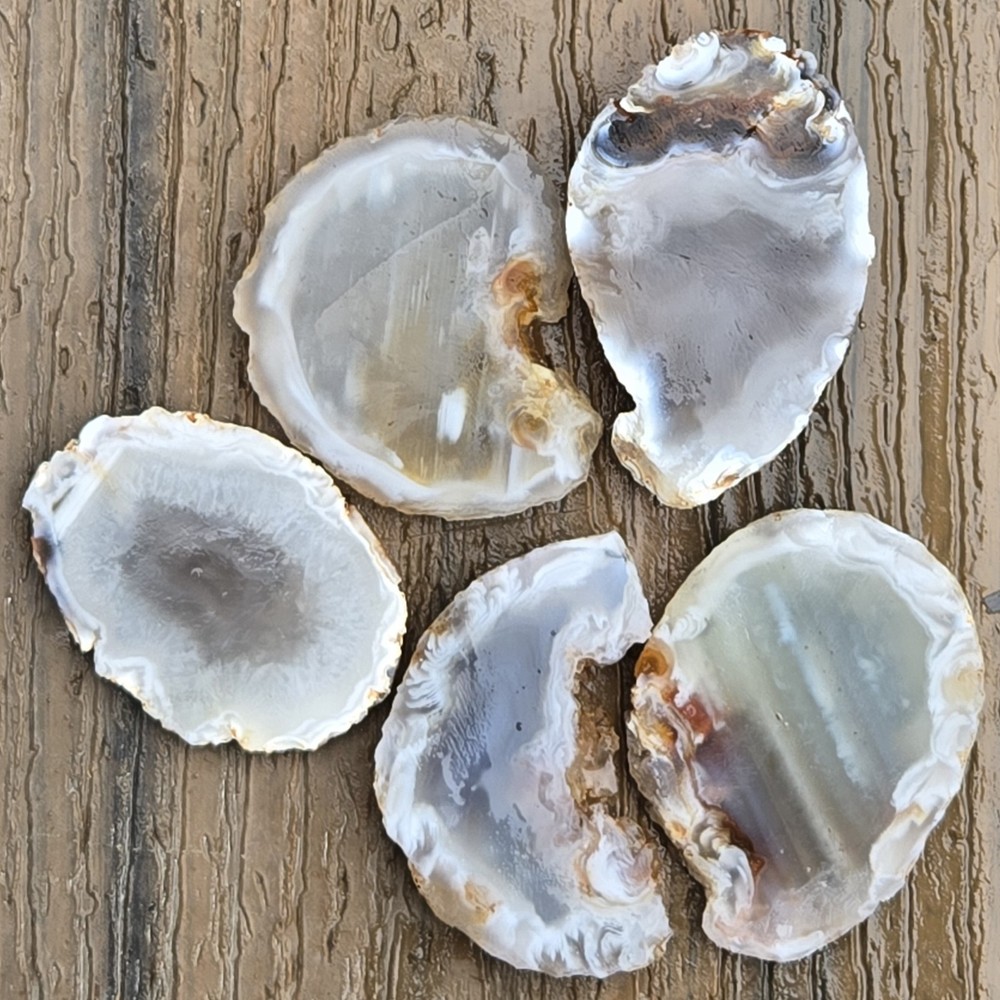 5 Oco Agate Geode Slices - Rough, Natural, Not Polished Lapidary