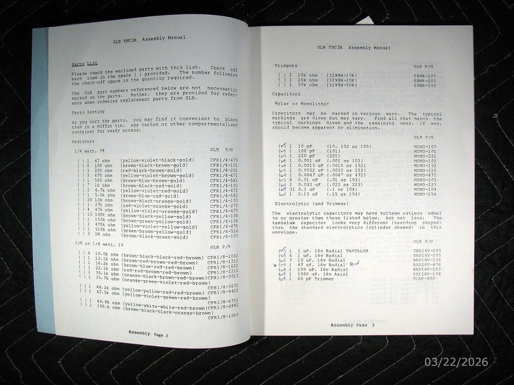 GLB Electronics TNC2A Terminal Node Controller Assembly Manual