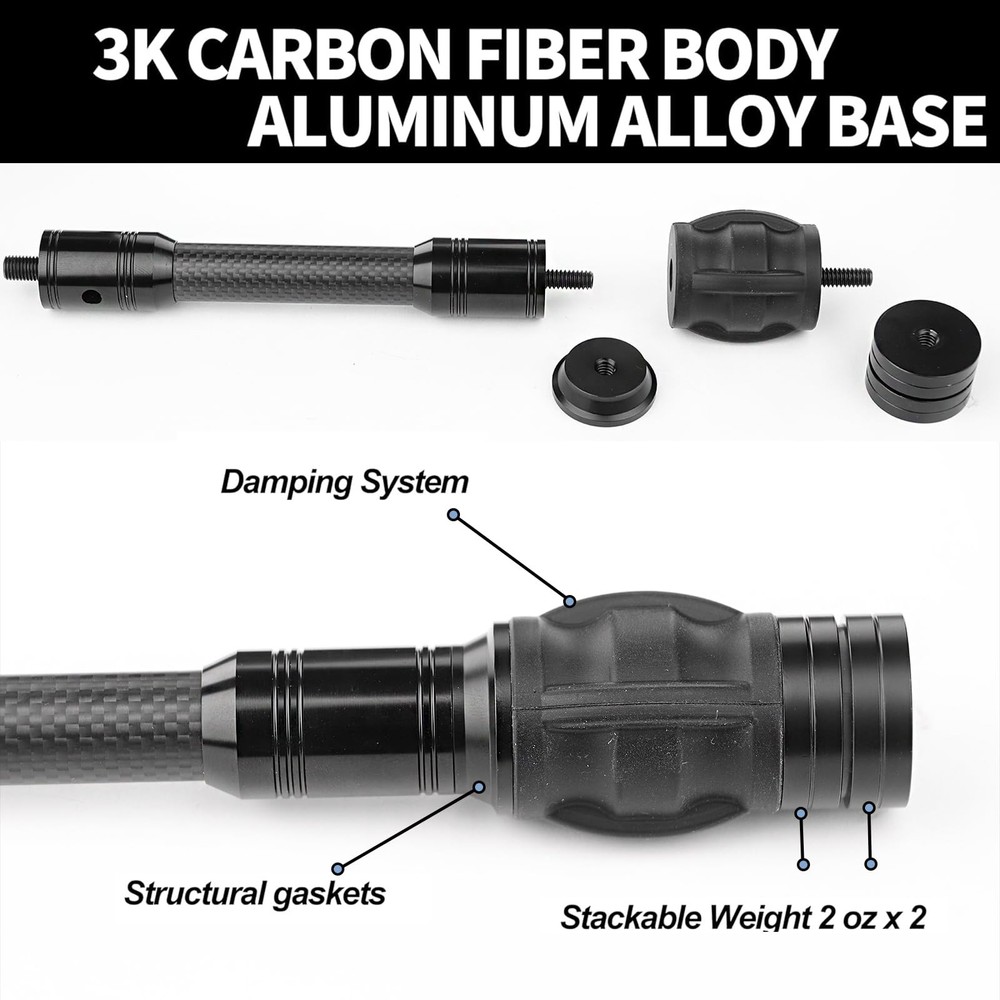 Archery Bow Stabilizer for Compound Bow, Carbon Fiber Bow Balance Bar, Dampin...