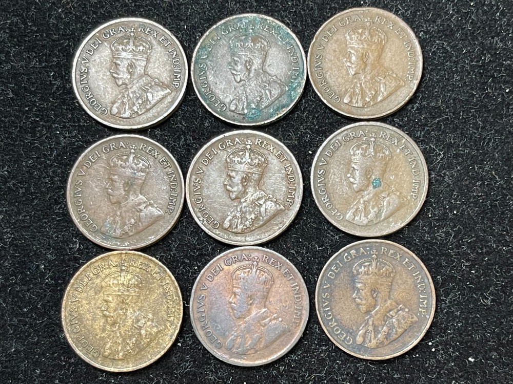 Assorted Canada Small Cents 9 Coins lot