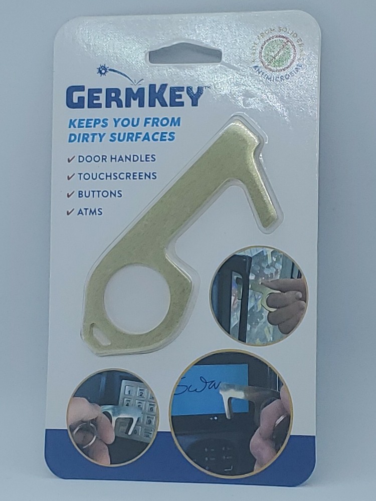 Germ Key - Solid Brass Antimicrobial GermKey - Touch Tool - New