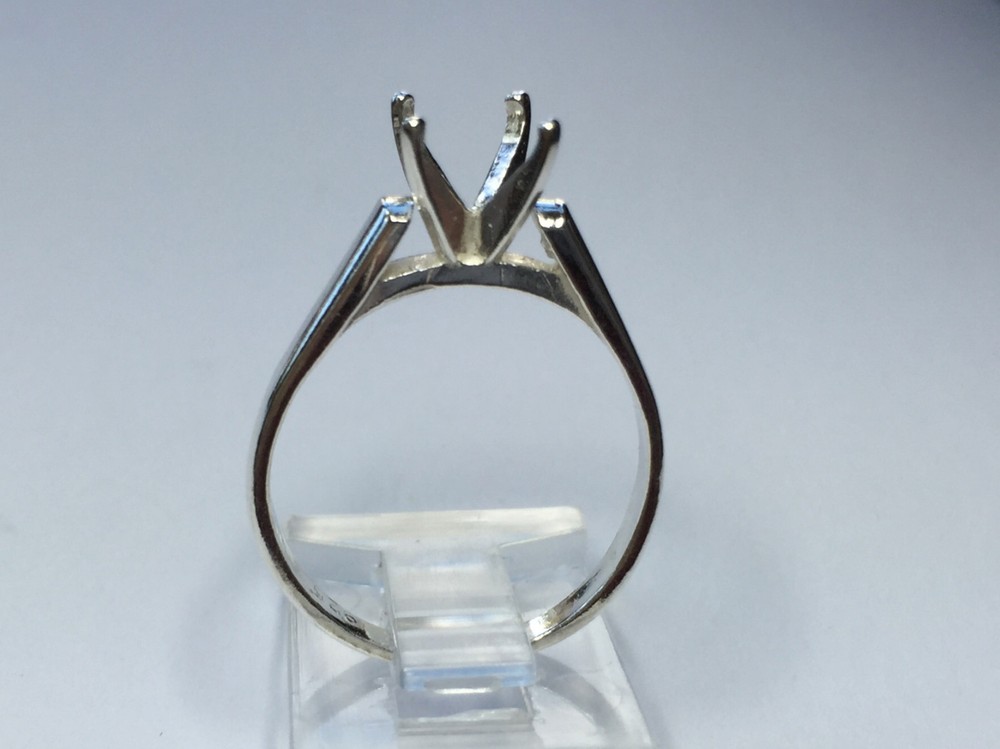 (4-7mm) Round Sterling Silver Cathedral Pre-Notched Ring Setting Size 7