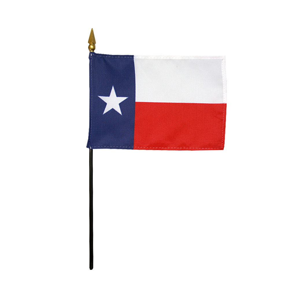 Texas Republic TX State Polyester Miniature Tabletop Desk Flag 4" X 6" (12 Pack)
