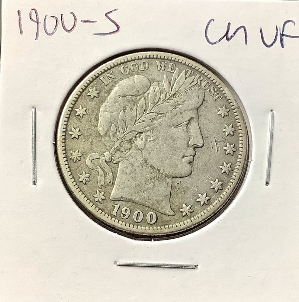 1900-S Silver Barber Half Dollar Better Date Choice VF+