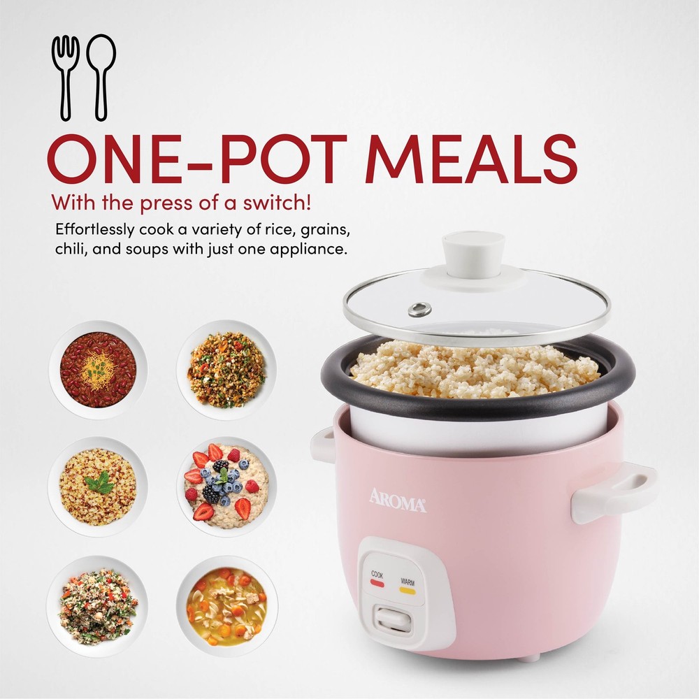 4-Cups Cooked / 1Qt. Rice & Grain Cooker White