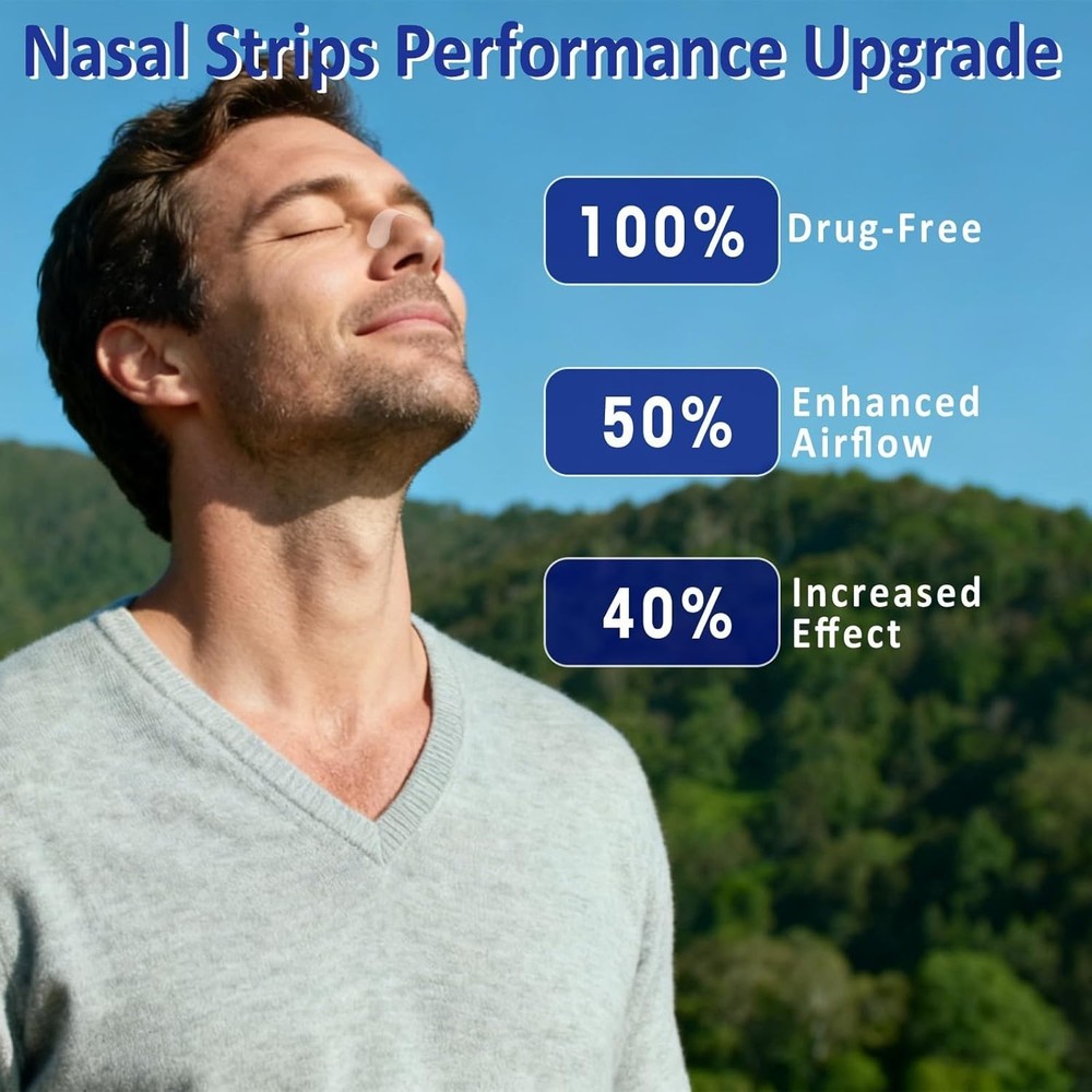 Hypoallergenic Nasal Strips for Improved Sleep & Athletic Performance - 60 ct