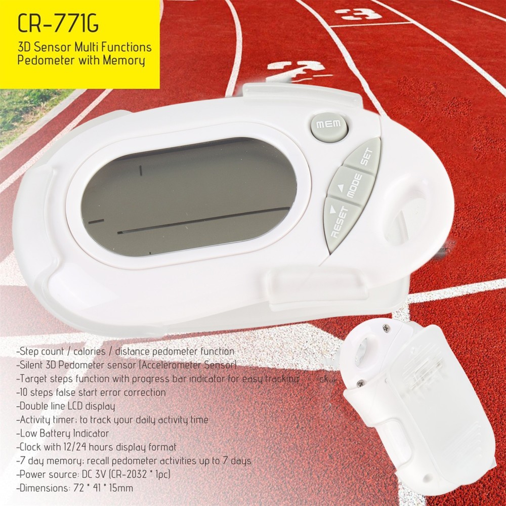 3D Motion Sensor Pedometer Step Counter With Lanyard 7-Day Data Storage ZIQM