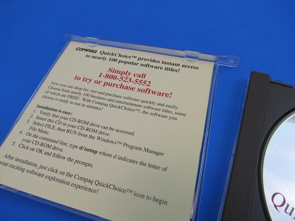 Compaq QuickChoice Vintage Computer Software CD