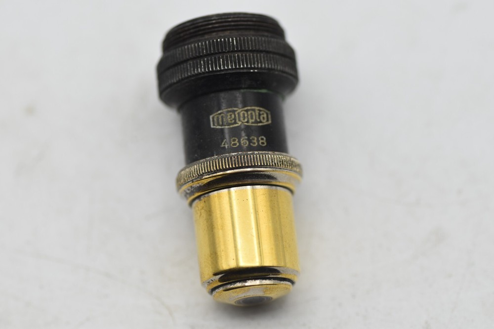 ANTIQUE BRASS MICROSCOPE OBJECTIVE MEOPTA 25 0.50