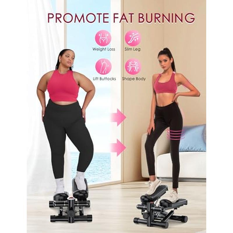 Mini Stepper W/ Resistance Bands Adjustable Height Home Workout 330LBS Capacity