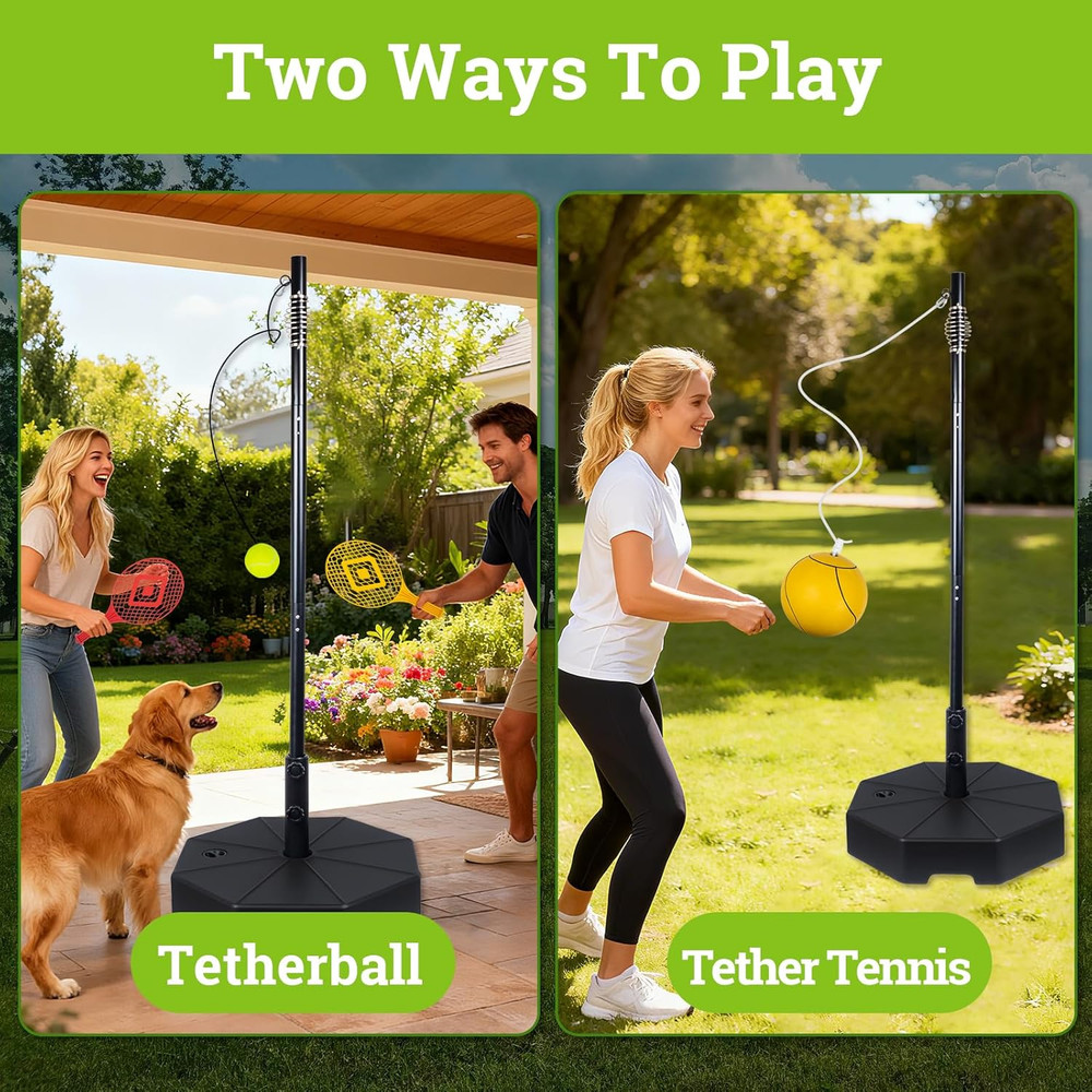 Tetherball Tennis&Tetherball Set with Sturdy Base,Tetherball Equipment with Pole