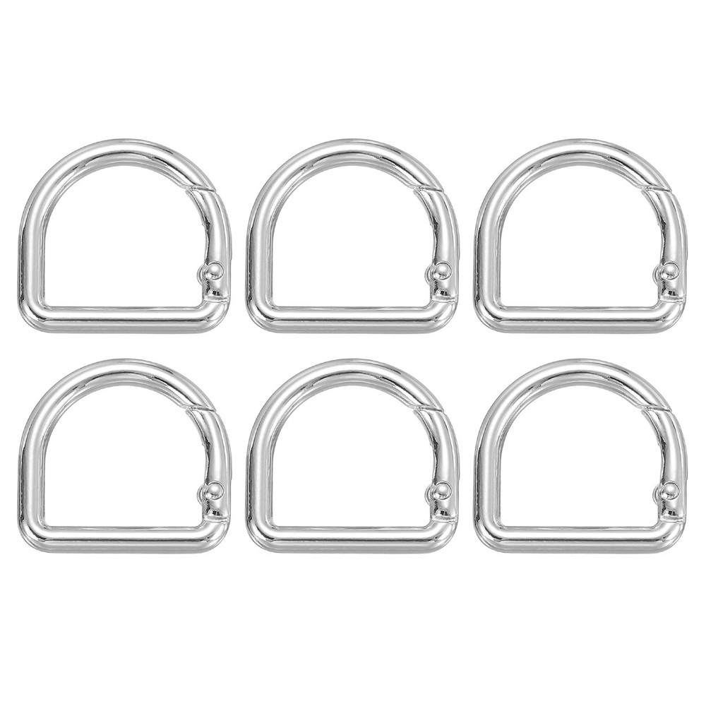 6 Pcs 27mm D Shaped Spring Snap Keychain Clip for Purses Silver