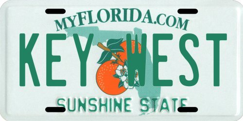 Key West Florida Aluminum License Plate