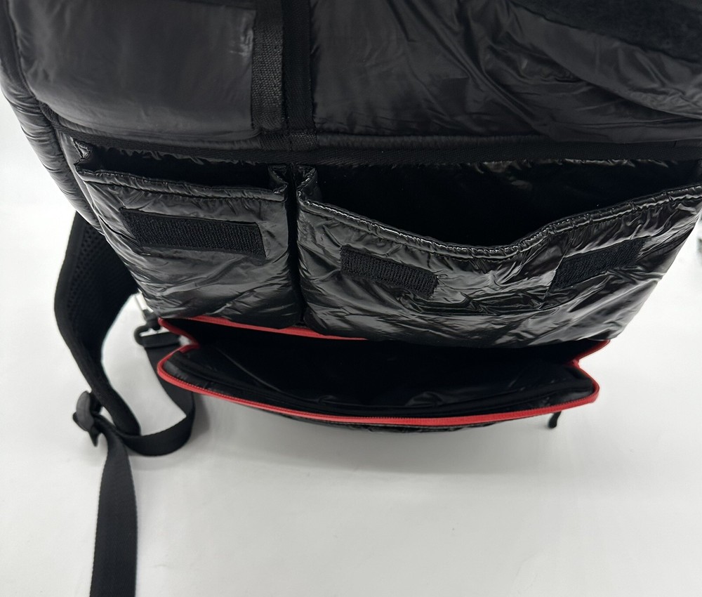 iSkin Collaboration DUCATI Black Redline Nylon Backpack Multi with Pockets Bag