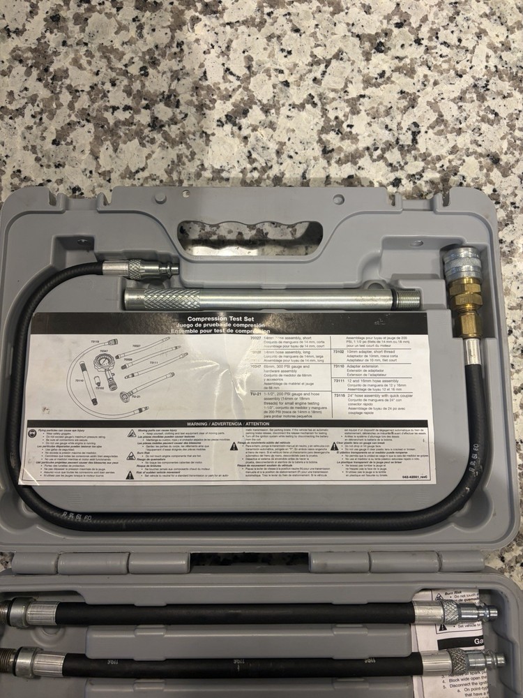 Lang TU-30A Compression Tester Set, Gasoline Engine Testing Kit with Adapters