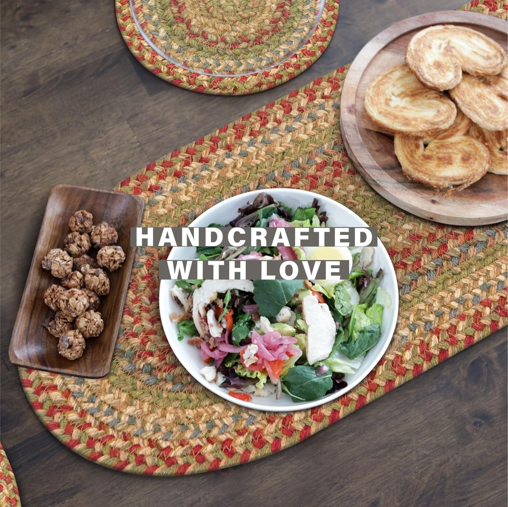 Azalea Oval Table Runner - 11"x36" Multicolor - Handcrafted with Jute - Rich ...