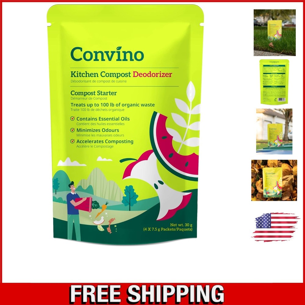 Eco-Friendly Kitchen Waste Deodorizer & Compost Starter - 4 Packets, 75 lbs