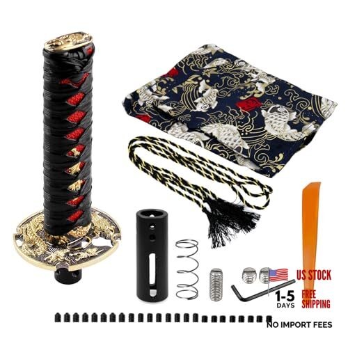 RYANSTAR Samurai Sword Automatic Shift Knob & 155MM (With Cover) Black/Red