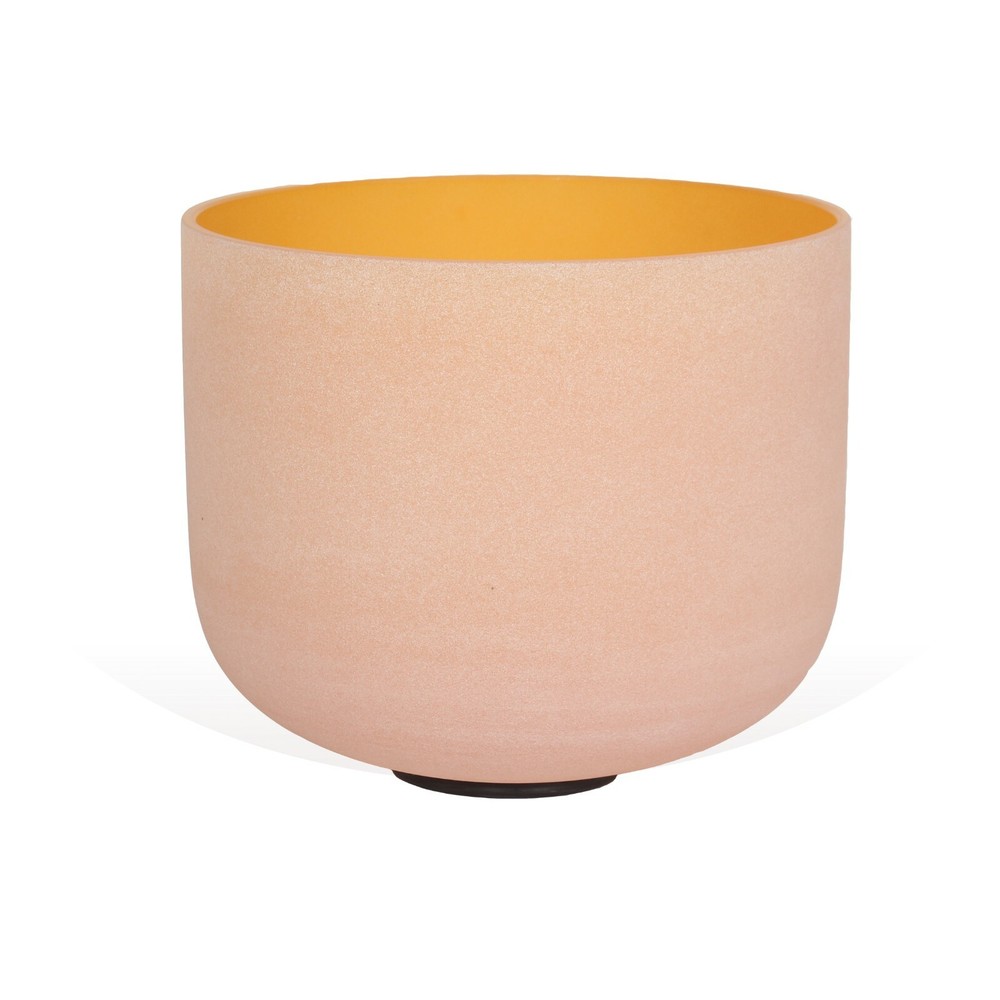 COLORED FROSTED CRYSTAL SINGING BOWL ORANGE 8'' D NOTE SACRAL CHAKRA