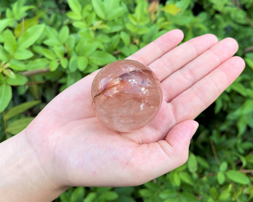 Hematoid Quartz Crystal Sphere LARGE 2" Sphere + Stand (Fire Quartz Sphere)