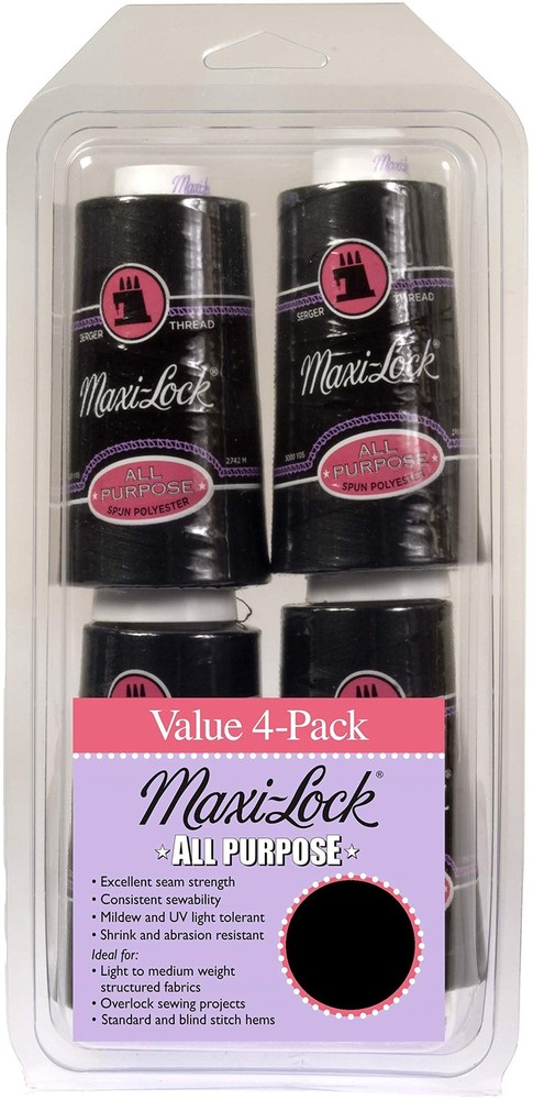 American & Efird Maxi Lock All Purpose Value Pack, Black