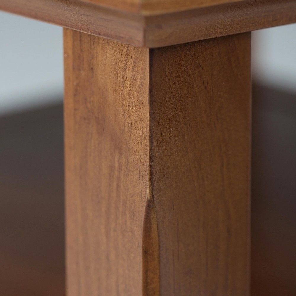 Acadian End Table - 19 inch Wide Solid Wood Square Side Table with 2 Open She...