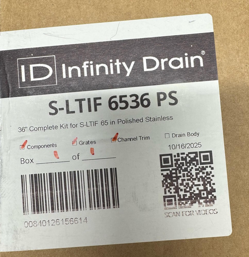 Infinity Drain S-LTIF 6536 PS 36" Site Sizable Stainless Linear Drain Kit