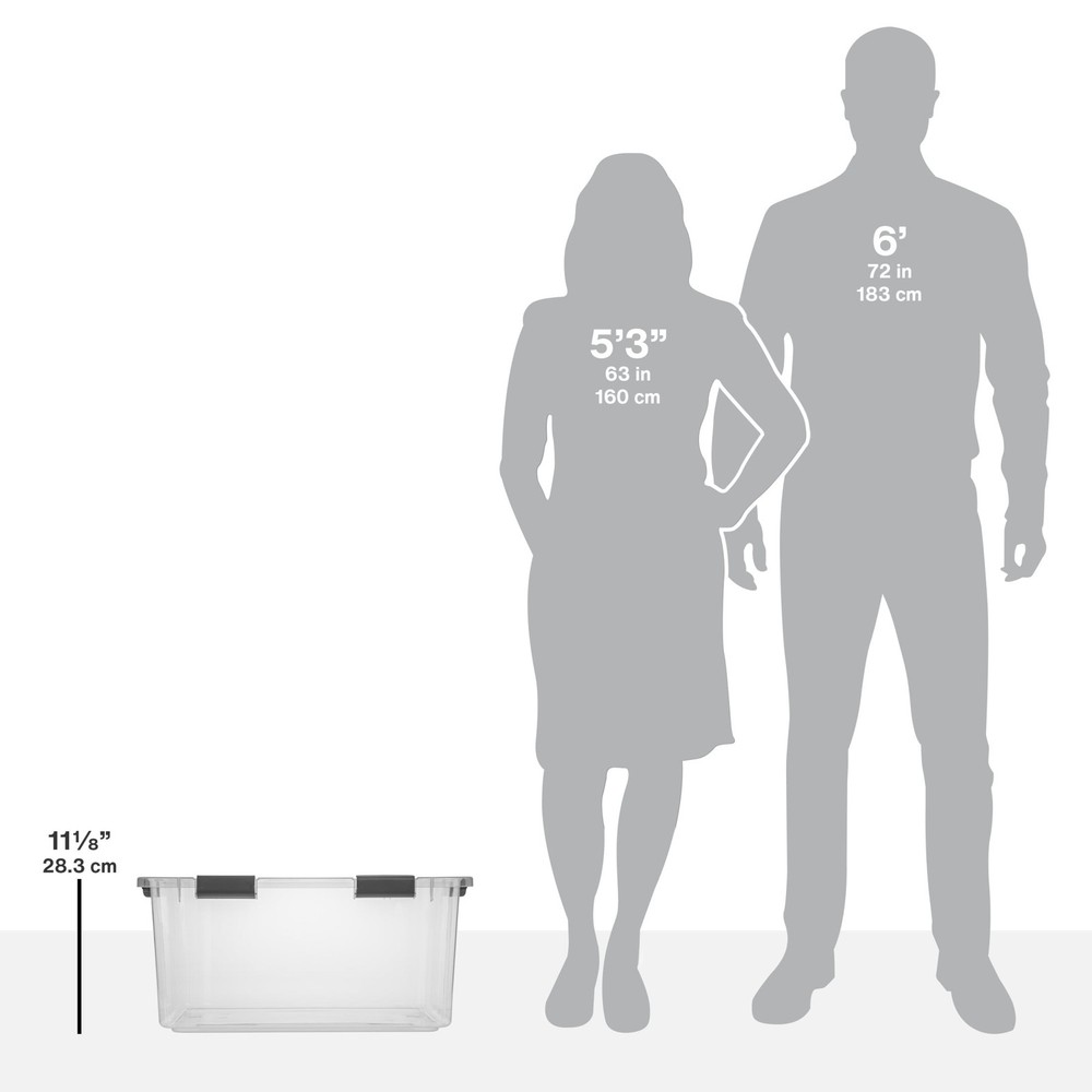 60 Quart Clear Storage Bin Container W/ Latch Lid & Comfort Grip 6 Pack Box