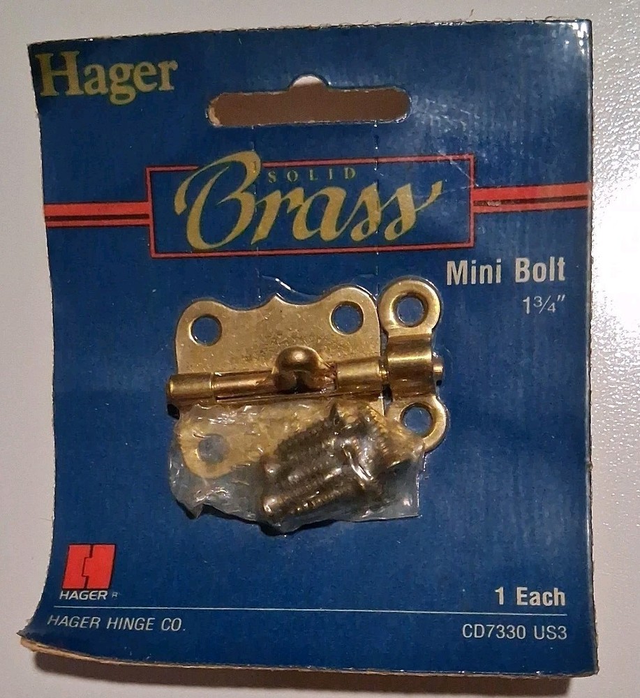 VINTAGE HARDWARE HAGER MINI BOLT 1 3/4" SOLID BRASS NEW OLD STOCK