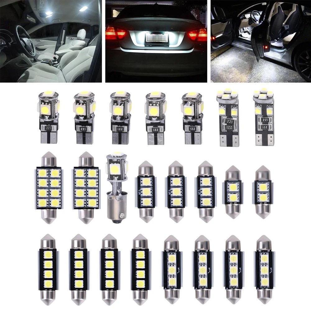 23x White LED Car Interior Inside Light Dome Trunk Map License Plate Lamp Bulbs
