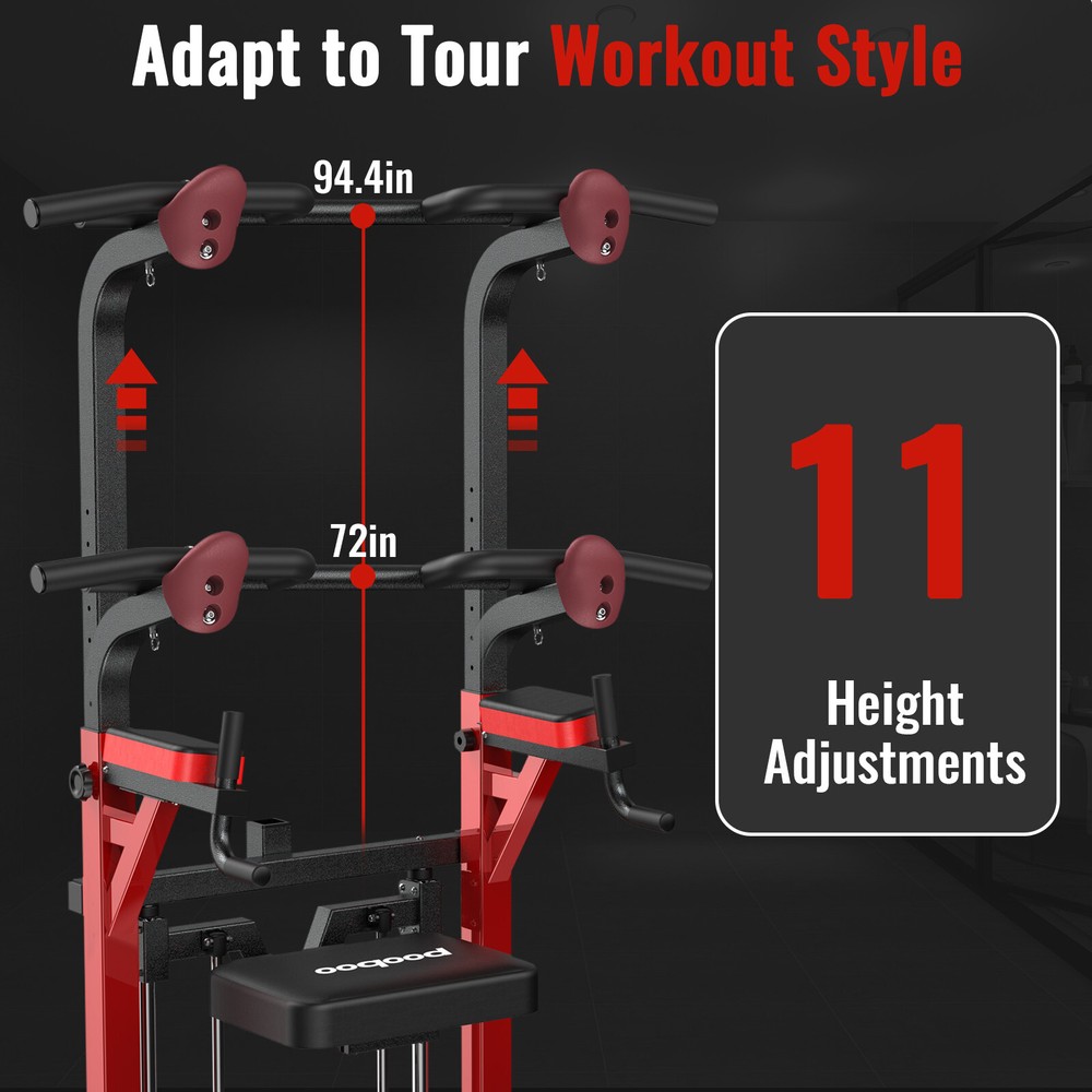 Power Tower Pull Up Bar Dip Station Assistive Trainer Multi-Function Home Gym