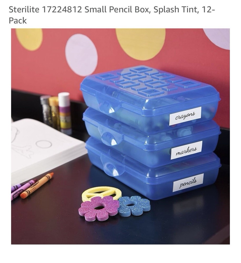 Sterlite 17224812  Small Pencil Box, Splash Tint 12pack