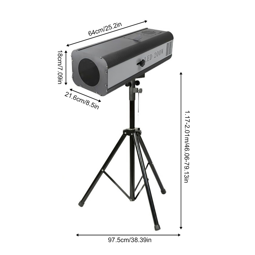 200W LED Follow Spot Light Manual Control Spotlight Stage Light Adjustable