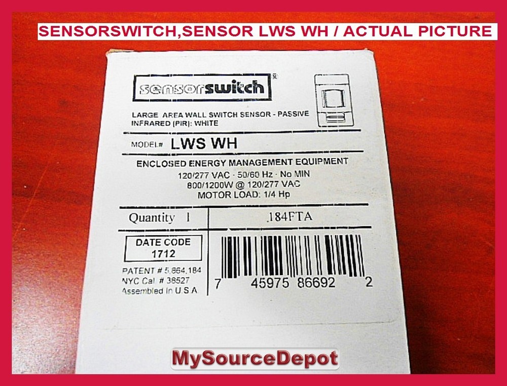 SENSOR SWITCH, LWS WH,LARGE AREA WALL SWITCH SENSOR,PASSIVE INFRARED (PIR)