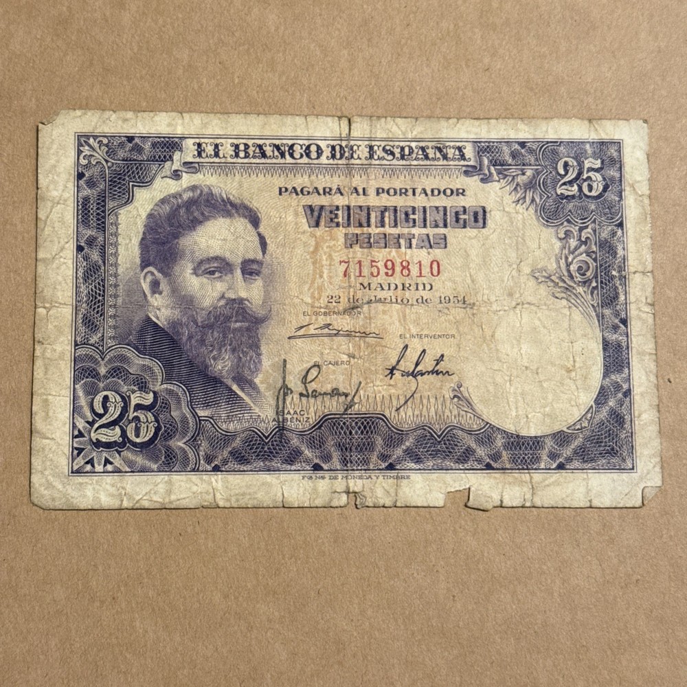 Spain- 25 Pesetas-1954