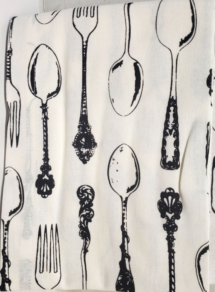 1 Fabric Outdoor Printed Table Runner(14"x72") VINTAGE FLATWARE, SILVERWARE,DII