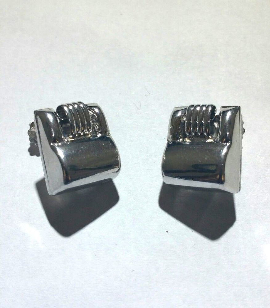 Vintage Designer Silver Tone Signed Earrings