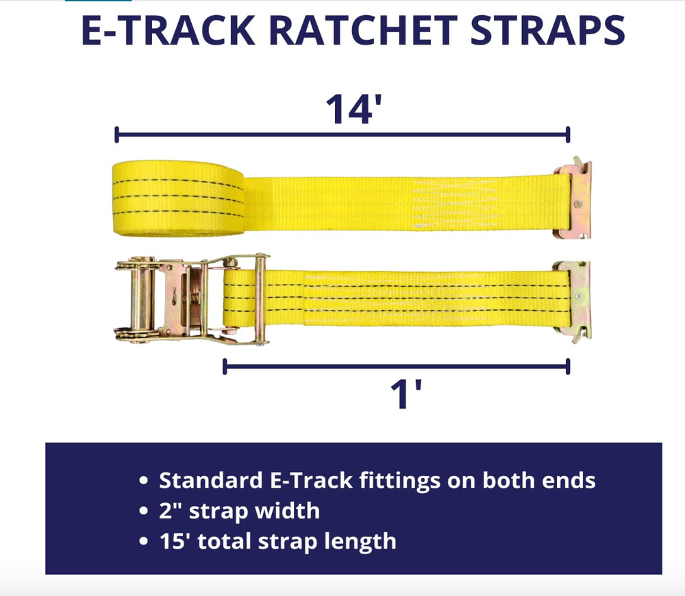 4 Pack E-Track Ratchet Straps 2" x15' 4400LB Tie Down