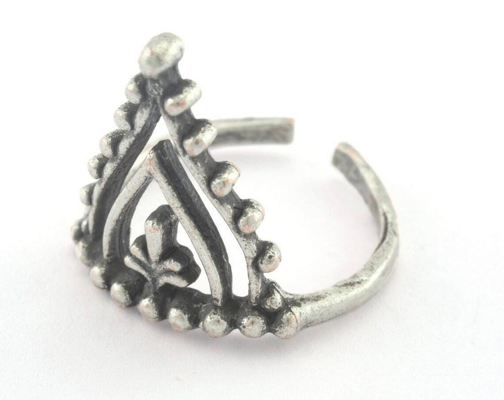 Adjustable Ring Antique Silver plated brass (17.5mm 7US inner size) 3301