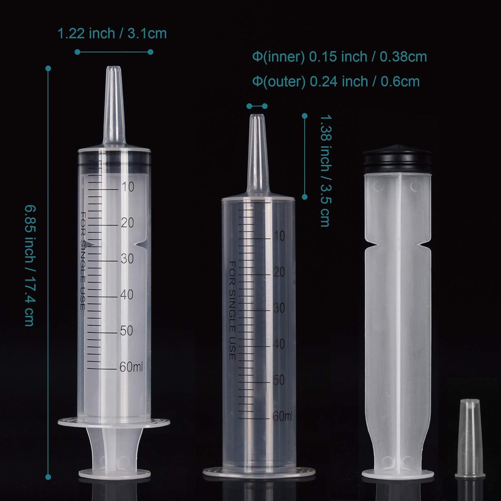 12Pack 60Ml Syringe for Liquid - Large Plastic Syringes without Needle for Jello