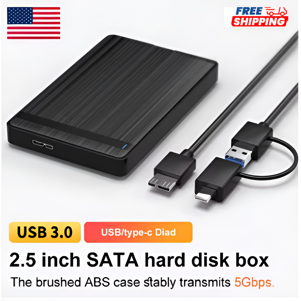 USB 3.0 3TB SATA SSD External Hard Drive Portable Desktop Mobile Hard Disk Case
