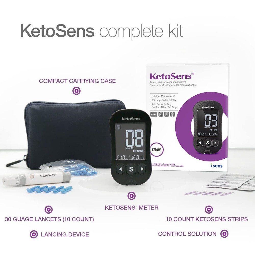 Blood Ketone Testing Meter Kit - App-Compatible & Ultra-Fast 8-Second Readings