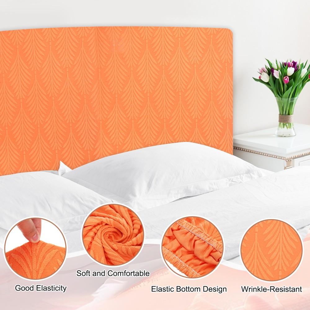 Bed Headboard Slipcover, 47" Jacquard Stretch Protector Covers, Orange