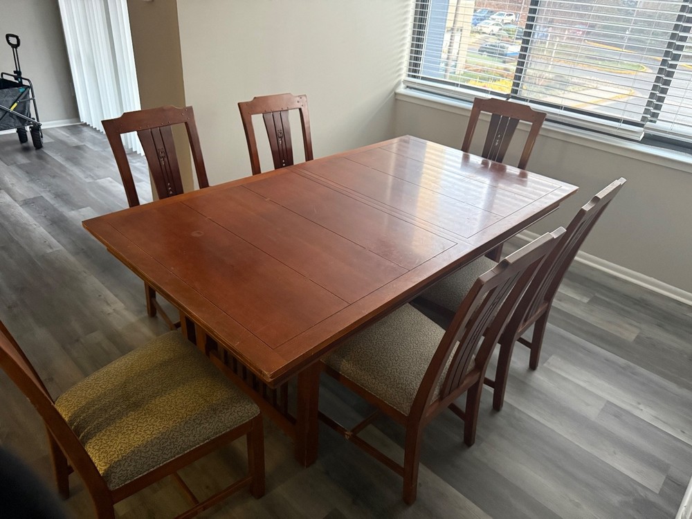extentention mahogany dining table set for 6